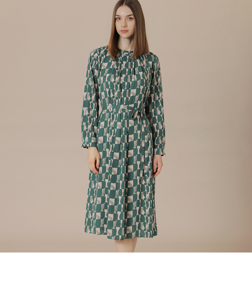 【婦人画報11月号掲載】レトロタイルプリントワンピース