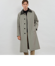 【HADSTON】【DORMEUIL】ウールコットンラグランスリーブベルテッドコート