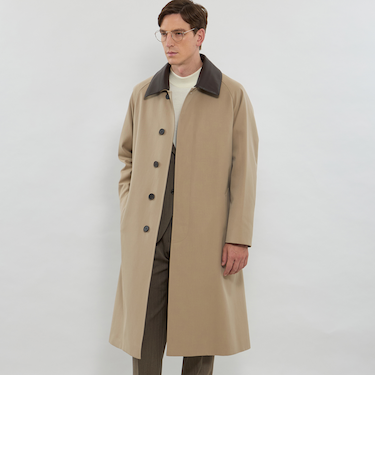 【HADSTON】【DORMEUIL】ウールコットンラグランスリーブベルテッドコート