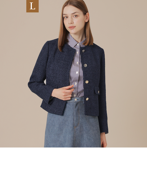 【L】ベルベットヤーンツイードジャケット