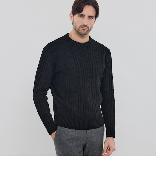 アランクルーネックニット