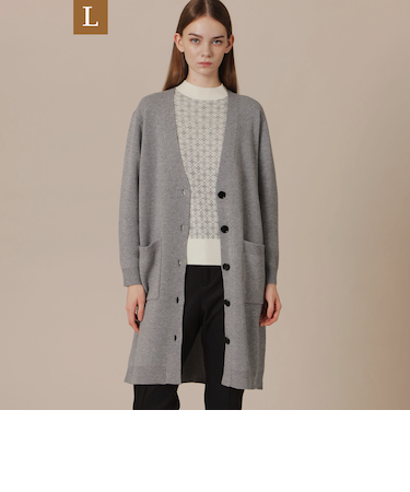 【L】ウールスムースニットカーディガン