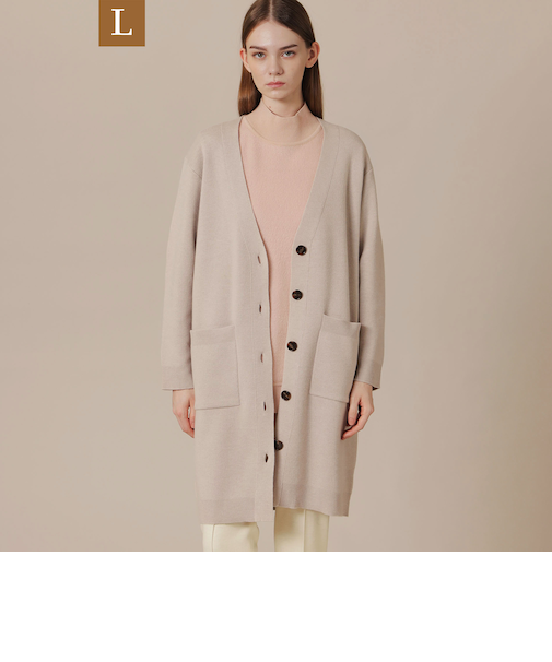 【L】ウールスムースニットカーディガン