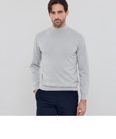 ウールプラックスホールガーメントモックネックニット