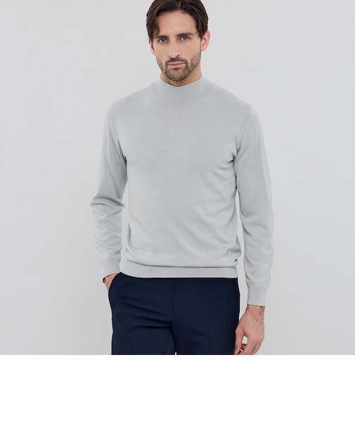 ウールプラックスホールガーメントモックネックニット