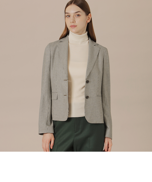 【婦人画報11月号掲載】レーヨンウールハウンドトゥースジャケット