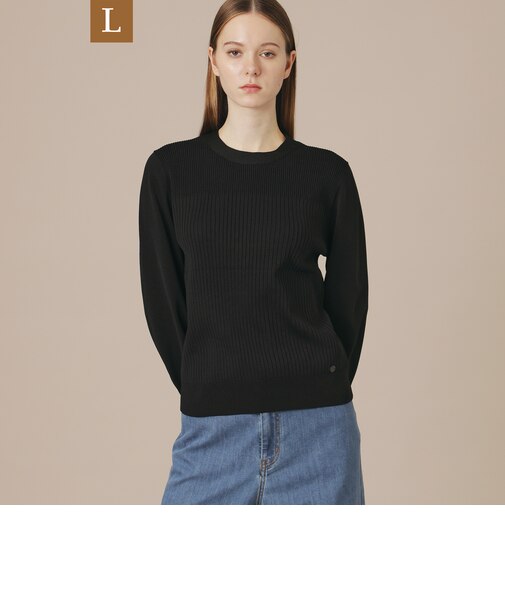 【L】リブブロッキングニットプルオーバー