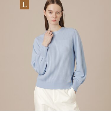 【L】リブブロッキングニットプルオーバー