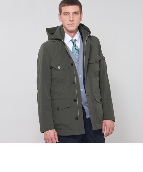 【WEB・一部店舗限定】【BERWICK】ナイロンツイルフーデットブルゾン