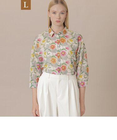 【婦人画報4月号掲載】【L】【BIBURY FLOWER】ドローイングカラフルバイブリーブラウス