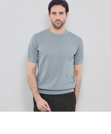 【LEON掲載】ランダムアイレットニットTシャツ