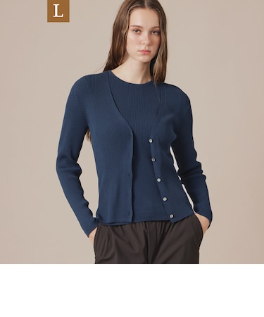 【WEB・一部店舗限定】【L】ハイツイストリブコットンカーディガン