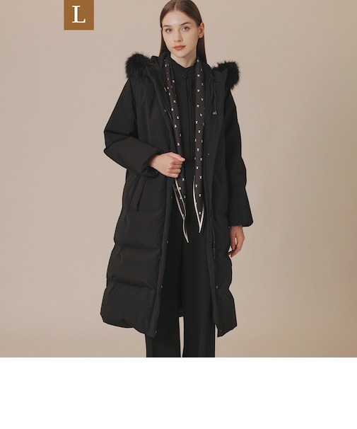 【L】【婦人画報掲載】【BLACK OF BLACKs】タスランタイプライターダウンコート