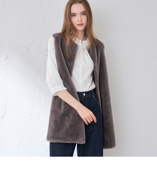 【婦人画報10月号掲載】ファーコンビニットロングジレ