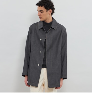 【LEON掲載】【100％ WOOL MADE DENIM】ステンカラーデニムコート
