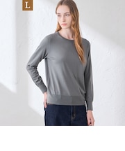 【WEB・一部店舗限定】【L】リアプレーンニットクルーネックプルオーバー