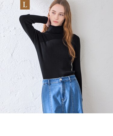 【WEB・一部店舗限定】【L】リアリブニットタートルネックプルオーバー