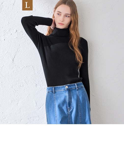 【WEB・一部店舗限定】【L】リアリブニットタートルネックプルオーバー