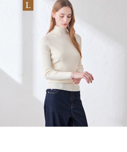 【WEB・一部店舗限定】【L】リアリブニットタートルネックプルオーバー