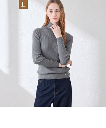 【WEB・一部店舗限定】【L】リアリブニットタートルネックプルオーバー
