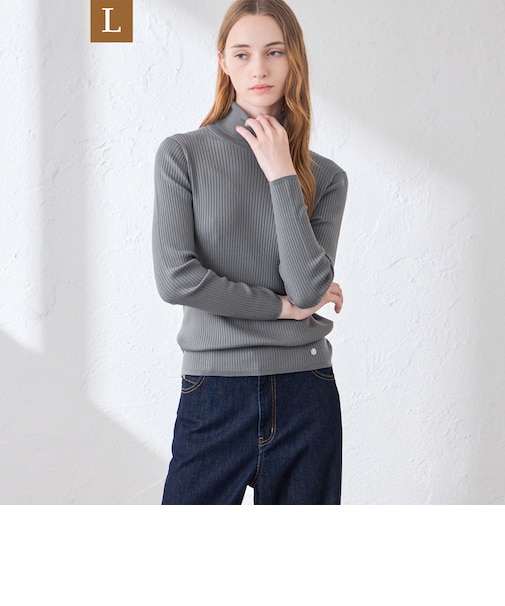 【WEB・一部店舗限定】【L】リアリブニットタートルネックプルオーバー