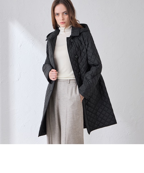 【WEB・一部店舗限定】キルティングタフタフーデットコート