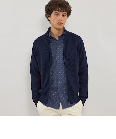 【WEB・一部店舗限定】ツイルフルジップスタンドカラーニット