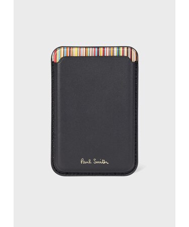 "Signature Stripe" MagSafe ブラックレザーカードケース