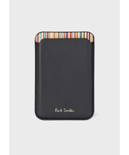 "Signature Stripe" MagSafe ブラックレザーカードケース