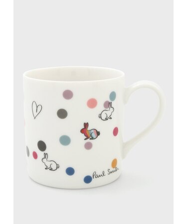 "Swirl Rabbit Heart & Spots" マグカップ