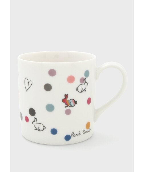 "Swirl Rabbit Heart & Spots" マグカップ