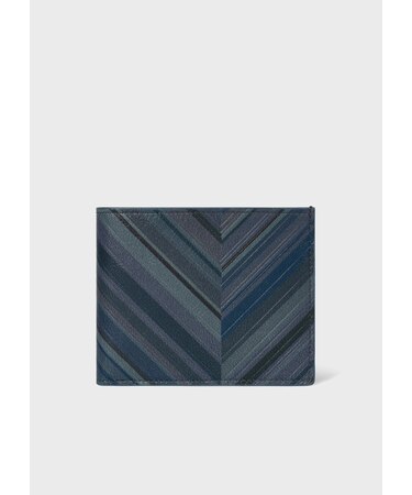 "Blue Chevron Leather" 2つ折り財布
