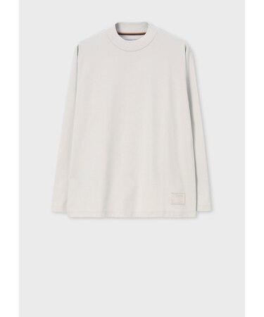 "Cropped logo" モックネック長袖Tシャツ