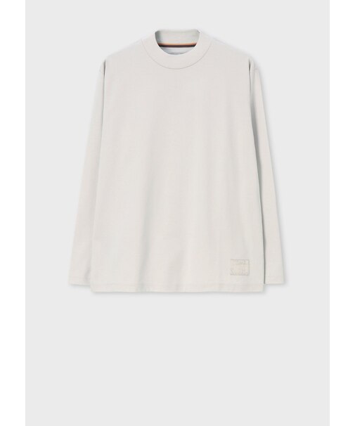 "Cropped logo" モックネック長袖Tシャツ