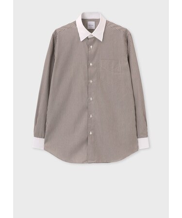 ストライプ クレリックドレスシャツ