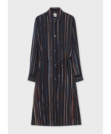 ウィメンズ "Signature Pinstripe" シルク ワンピース