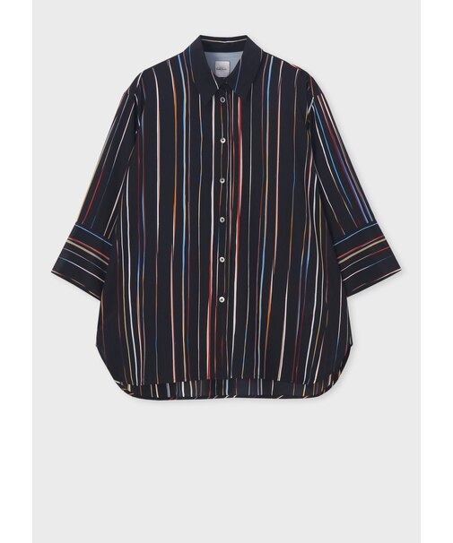 ウィメンズ "Signature Pinstripe" シルク ブラウス