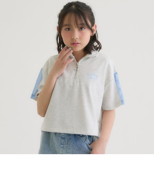 袖メッシュハーフジップ半袖Tシャツ｜ピンクラテの通販｜&mall（アンド