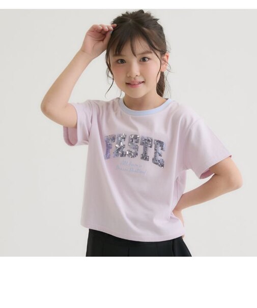 【接触冷感】キラキラカレッジリンガー半袖Tシャツ