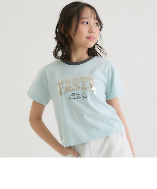 【接触冷感】キラキラカレッジリンガー半袖Tシャツ