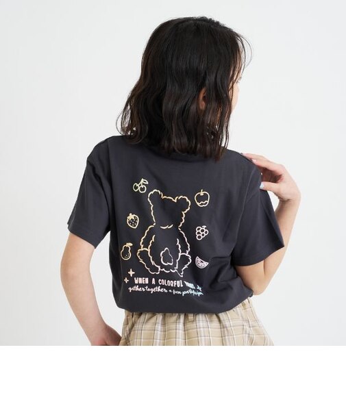 【デイリープライス】グラデくまちゃん半袖チュニックTシャツ