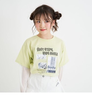 メッシュ袖切替ドッキングビッグTシャツ