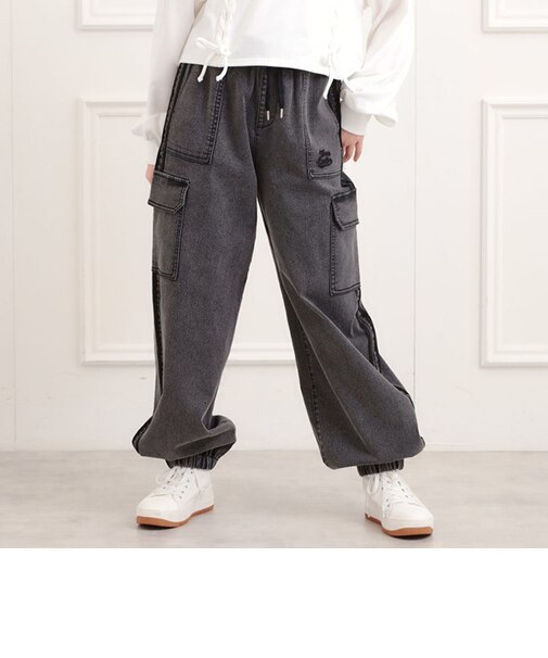 ラインデニムカーゴパンツ