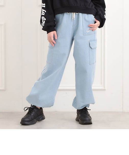 ラインデニムカーゴパンツ