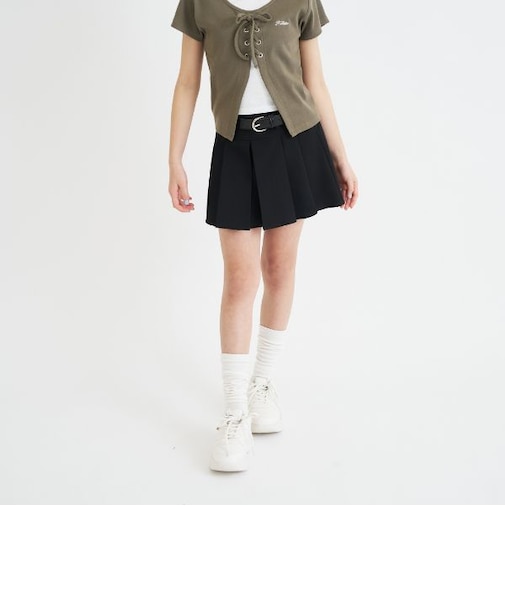 ベルトつきプリーツミニスカート