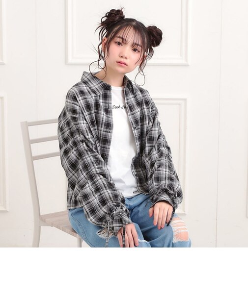 【セットアイテム】起毛チェックシャツ＋ロンT