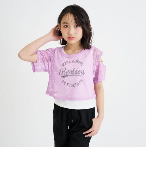 【セットアイテム】肩あきメッシュ半袖T＋タンクセット