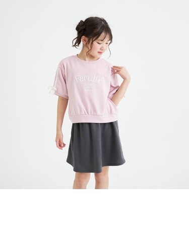 レースライン半袖ポンチトップス＋スカートSETUP