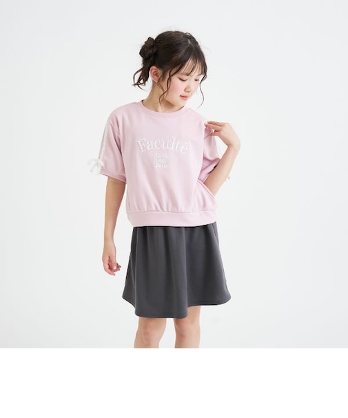 レースライン半袖ポンチトップス＋スカートSETUP