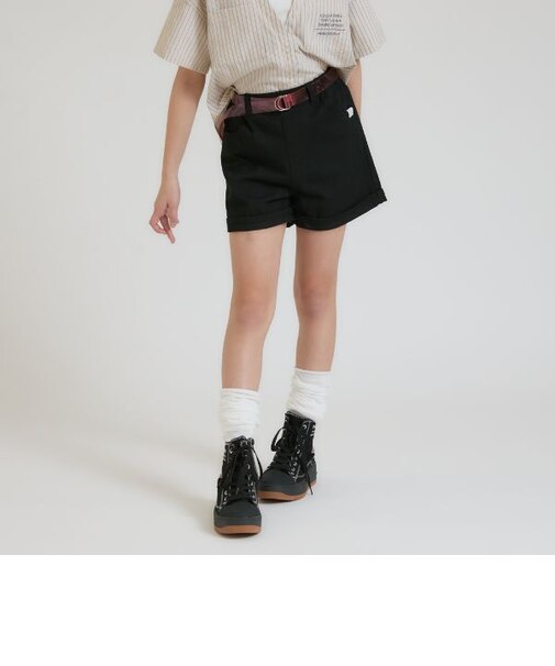 クリアベルトつきデニムショートパンツ